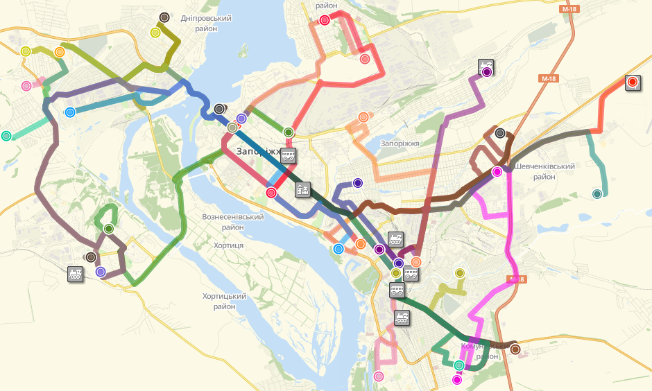 схема руху маршруток Запоріжжя