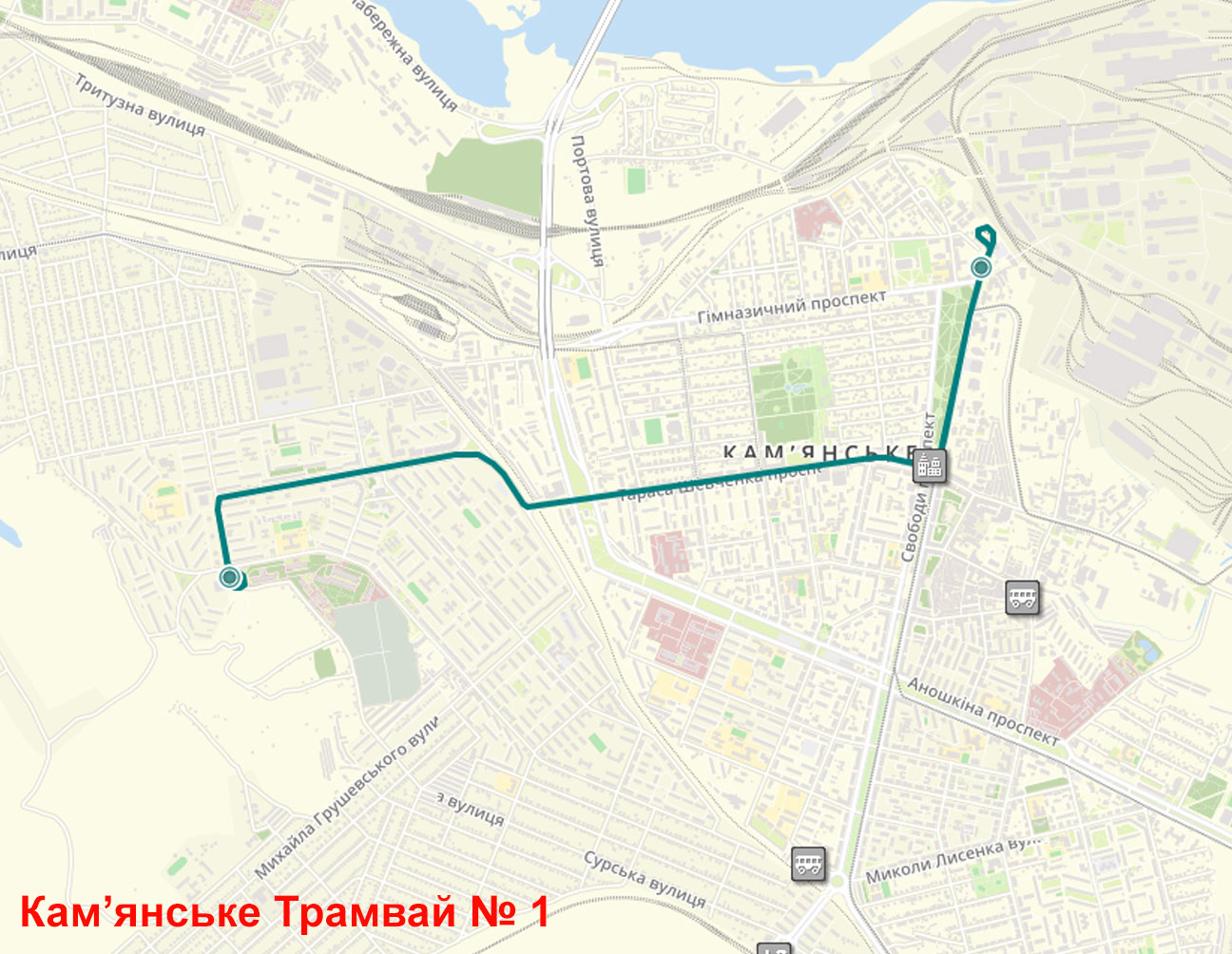 Трамвай 1 Дніпродзержинськ